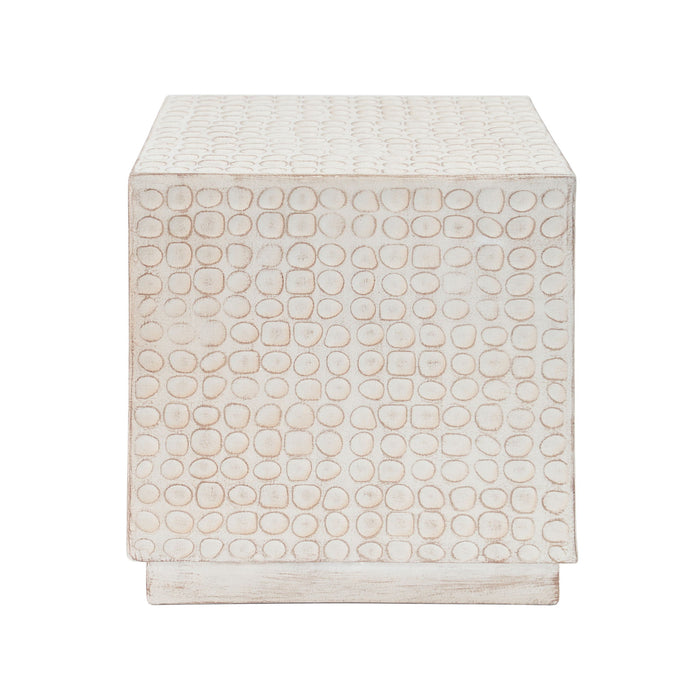 Chic Modern Mgo Cube Side Table With Fluted Design - Antique Brown