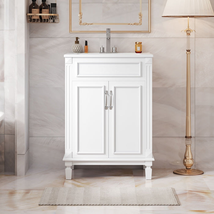 Bathroom Vanity With Top Sink, Cabinet With 2 Soft Closing Doors