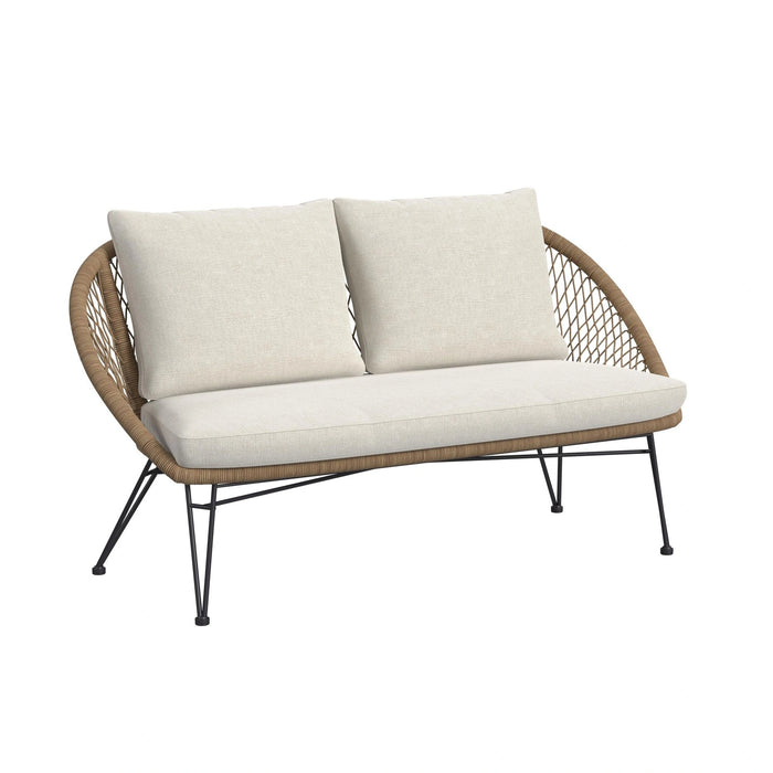 Grace Outdoor Seating 4PC Set - Black, Natural and Olefin Beige