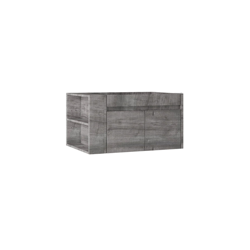 Floating Bathroom Vanity Cabinet, Soft Close Double Drawers, Open Side Storage, Wall Mounted, Cabinet Only