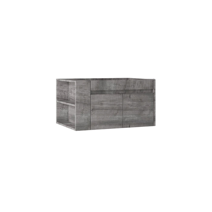 Floating Bathroom Vanity Cabinet, Soft Close Double Drawers, Open Side Storage, Wall Mounted, Cabinet Only