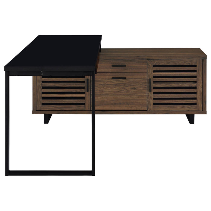 Rodger - L Shape Office Desk With Storage, Workstation For Home Or Office - Walnut