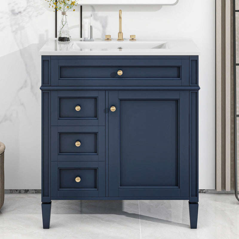 Bathroom Vanity With Top Sink, Storage Cabinet With 2 Drawers, Tip Out Drawer
