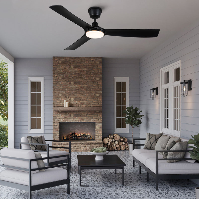 All Weather Outdoor Waterproof Ceiling Fan With Light And Quiet Motor For Patio Porch - Black