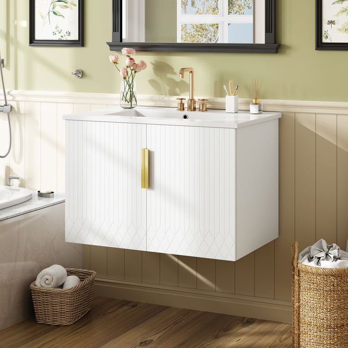 Bathroom Vanity With Sink, Rectangular Storage Cabinet With 2 Soft Closing Doors