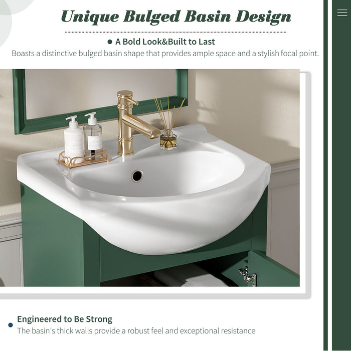 20" Bathroom Vanity With Bulged Sink, Freestanding Single Vanity Set, Soft Close Door