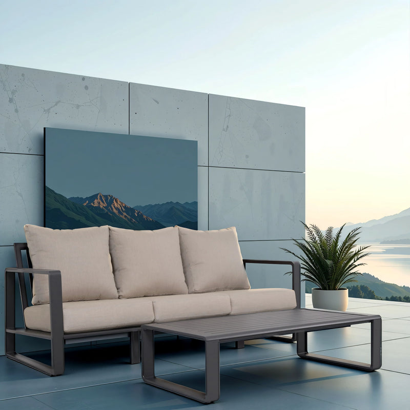 Durable Sofa With Rectangular Coffee Table