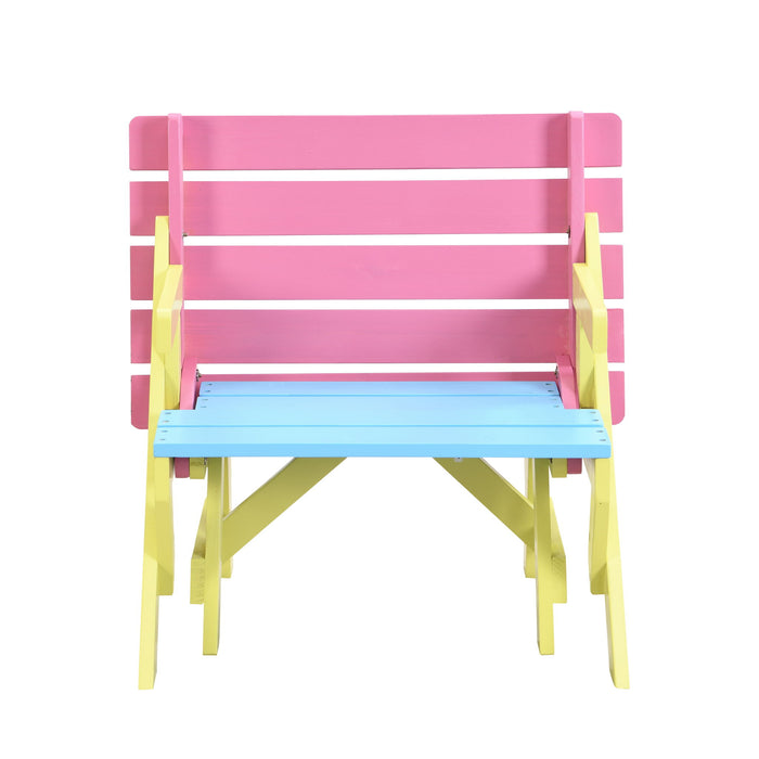 Kids Multi-Functional Arm Chair, Table With 2 Benches All-In-One Set