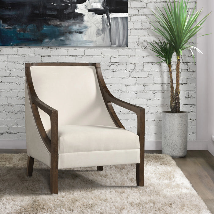 Hopkins Chair w/Brown Arm Columbia Charcoal