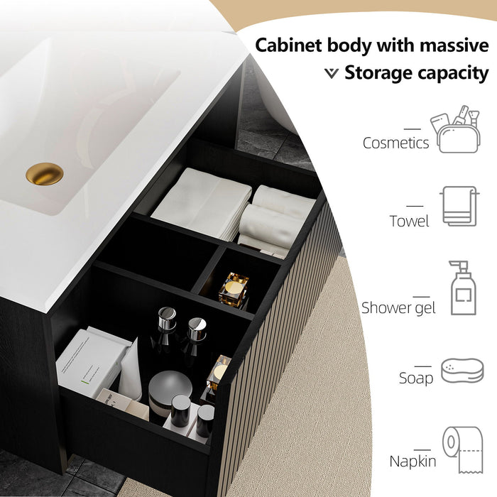 Wall Mounted Floating Bathroom Vanity With Sink And Drawers