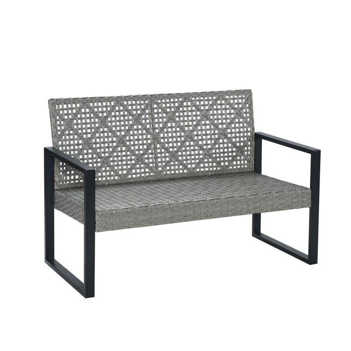 4 Piece Patio Furniture Set With Acacia Wood Table Top And Cushions