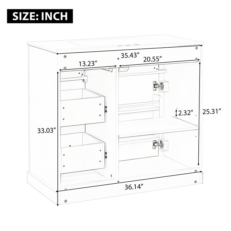Modern Bathroom Vanity With Sink, 4 Drawers, Soft-Close Door, Adjustable Shelf