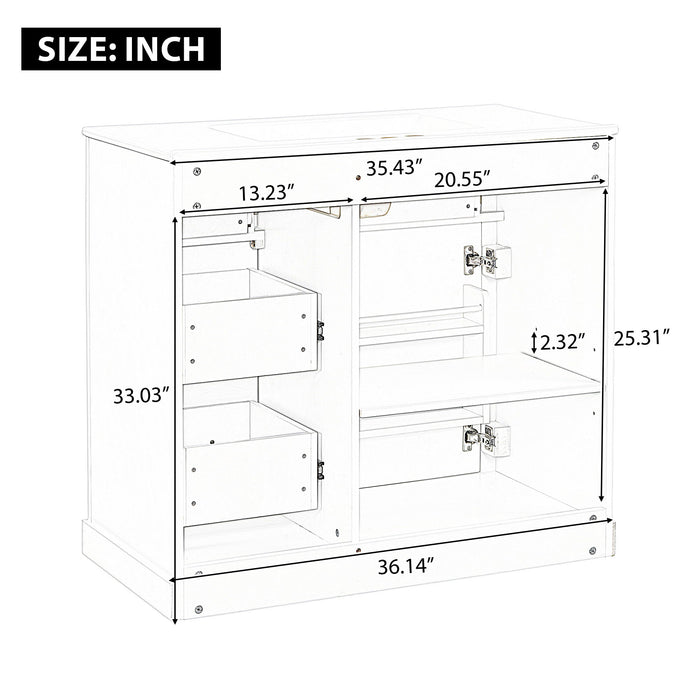 Modern Bathroom Vanity With Sink, 4 Drawers, Soft-Close Door, Adjustable Shelf