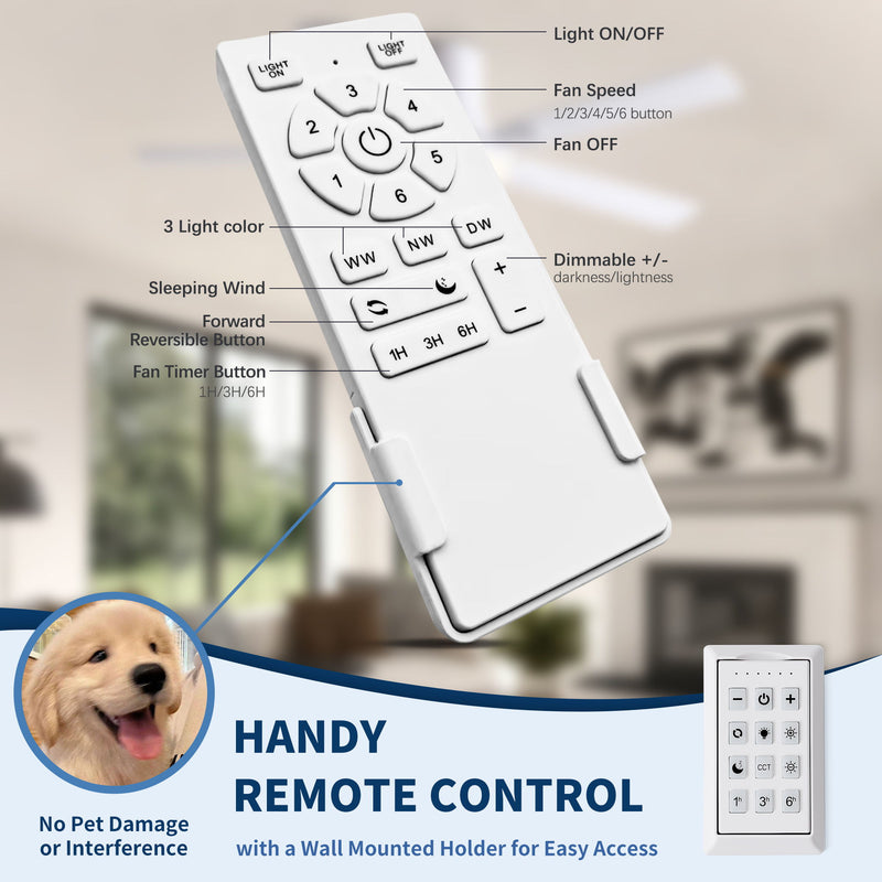 Flush Mount Ceiling Fans With LED Light And Remote Control, 5 Blades