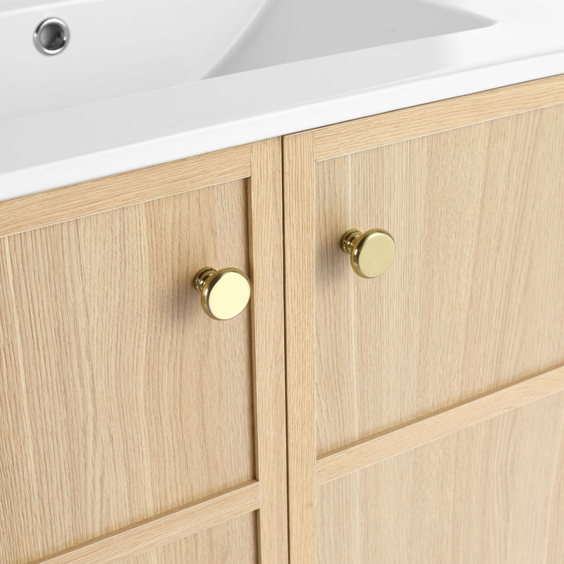 Modern Freestanding Bathroom Vanity With Ceramic Sink And Soft Closing Doors
