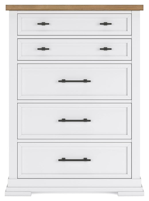 Ashbryn - Five Drawer Chest - White / Natural