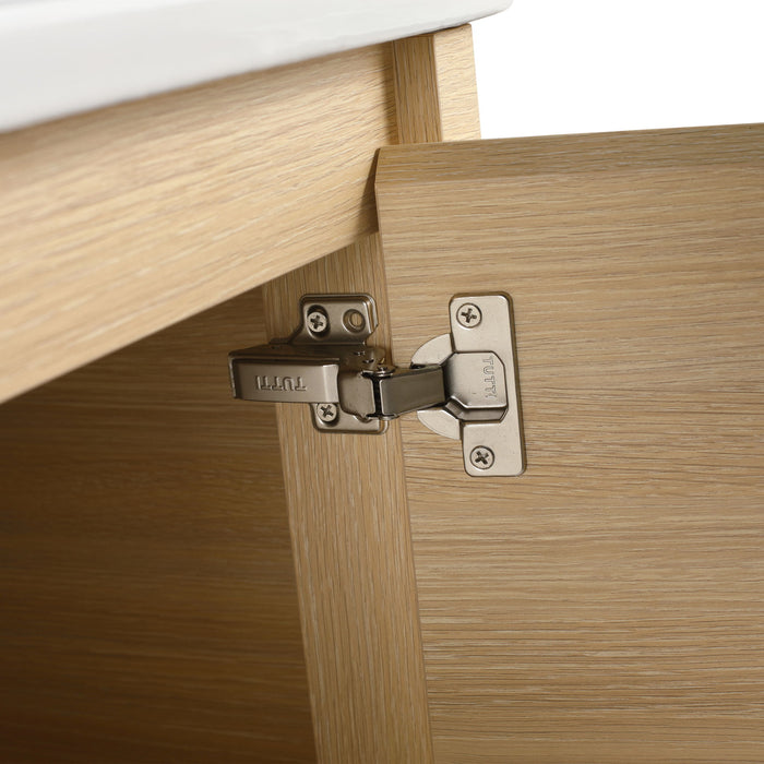Wall Mounted Bathroom Vanity With Sink And Storage Shelves, Soft Close Doors