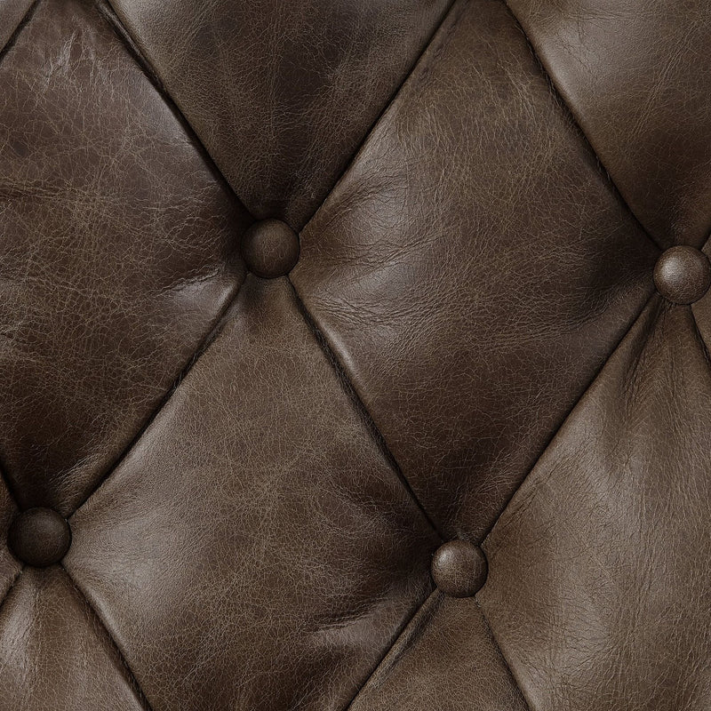 Dasan Dark Brown Top Grain Leather & Iron Swivel Office Chair