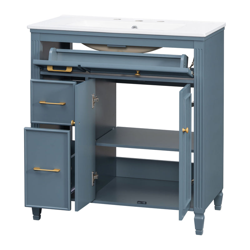 Freestanding Bathroom Vanity With Sink, Soft Close Door, Tip Out Drawer