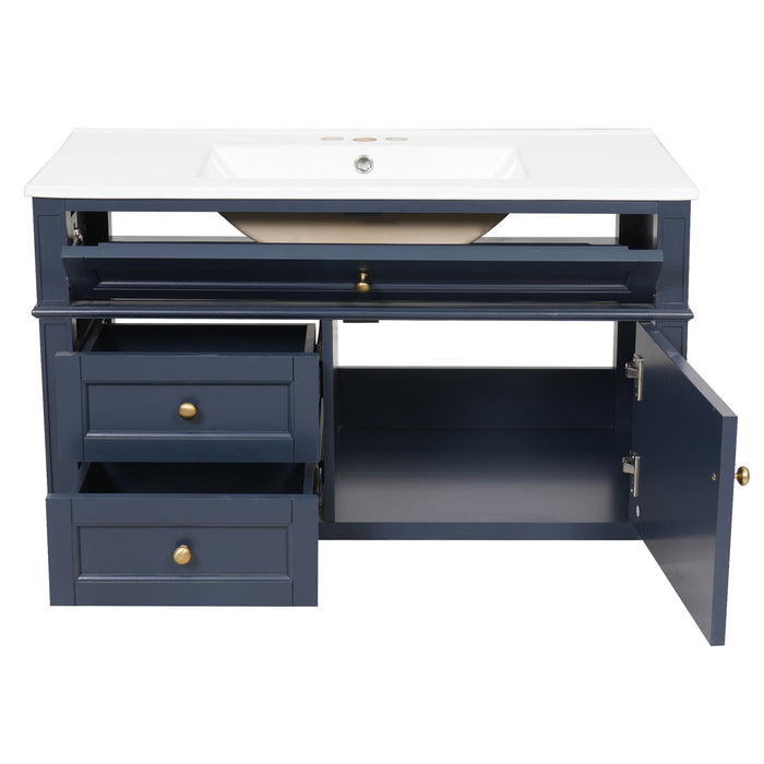 Modern Wall Mounted Floating Cabinet With Double Drawer And Sink