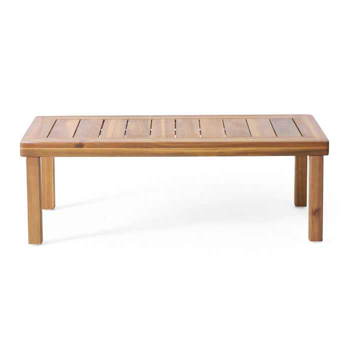 Acacia Wood Loveseat And Coffee Table Set With Cushions