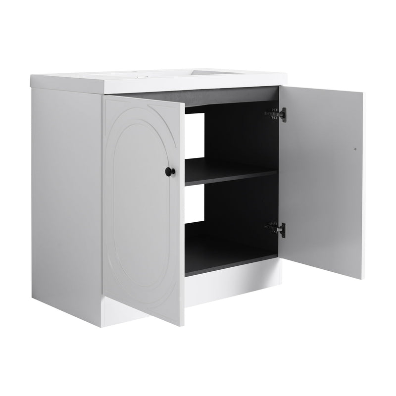 Contemporary Freestanding Bathroom Vanity With Resin Sink & Soft-Close Cabinet Doors