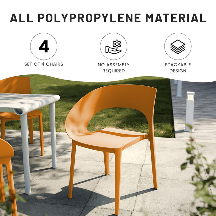 4 Piece Set Of Modern Designed Single Chairs With Long Table