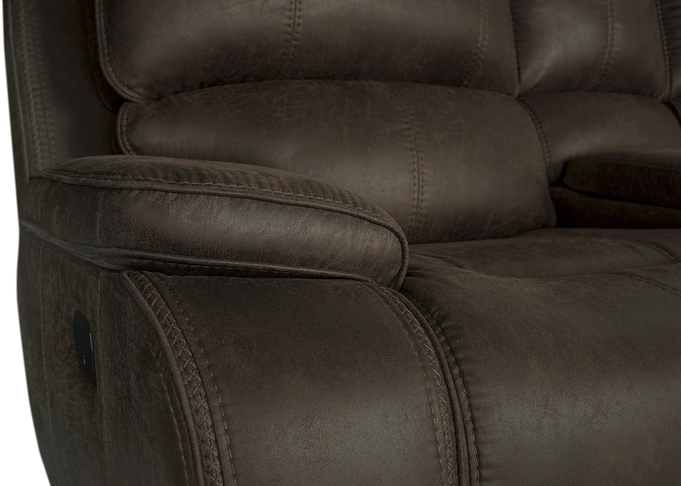 Brookings Console Loveseat W/ Dual Recliners-Brown
