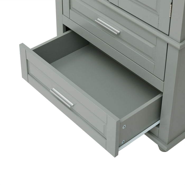 Tall Storage Cabinet With 2 Drawers For Bathroom