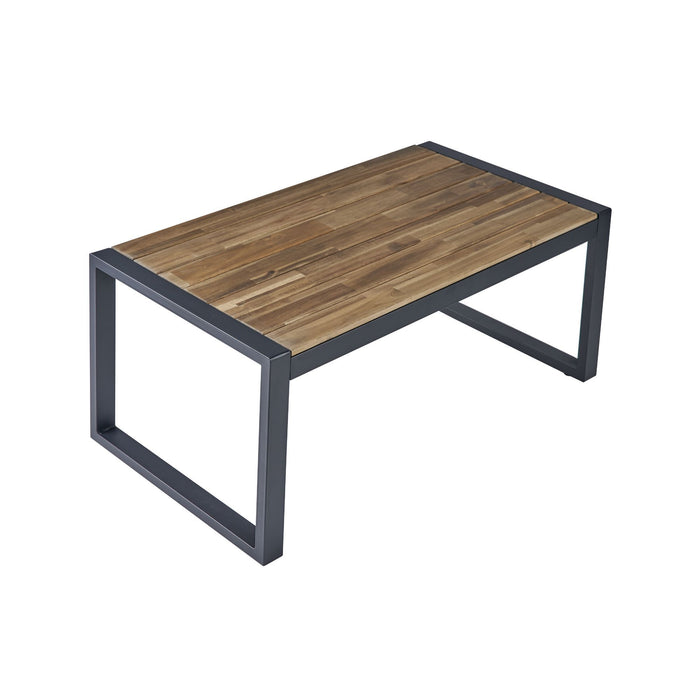 4 Piece Patio Furniture Set With Acacia Wood Table Top And Cushions