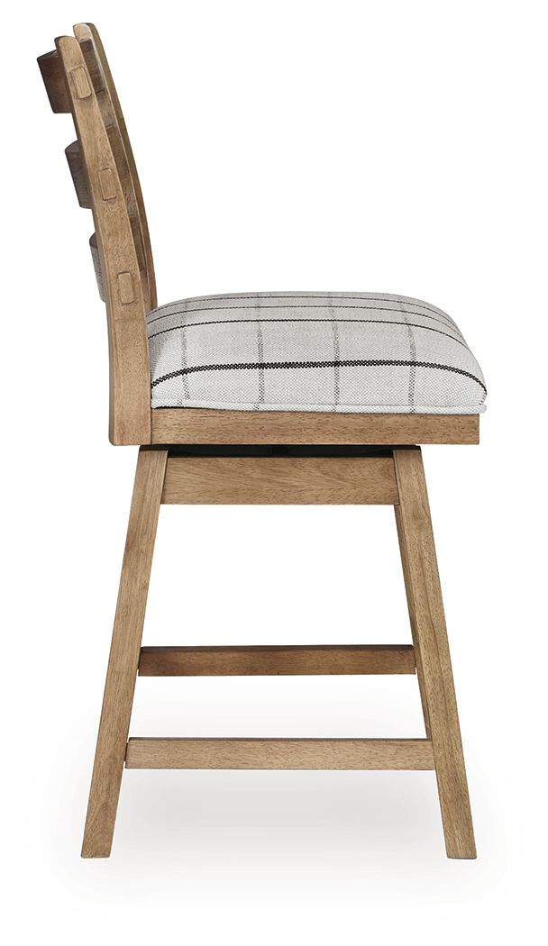 Ridgester - Upholstered Swivel Barstool (Set of 2) - Light Brown