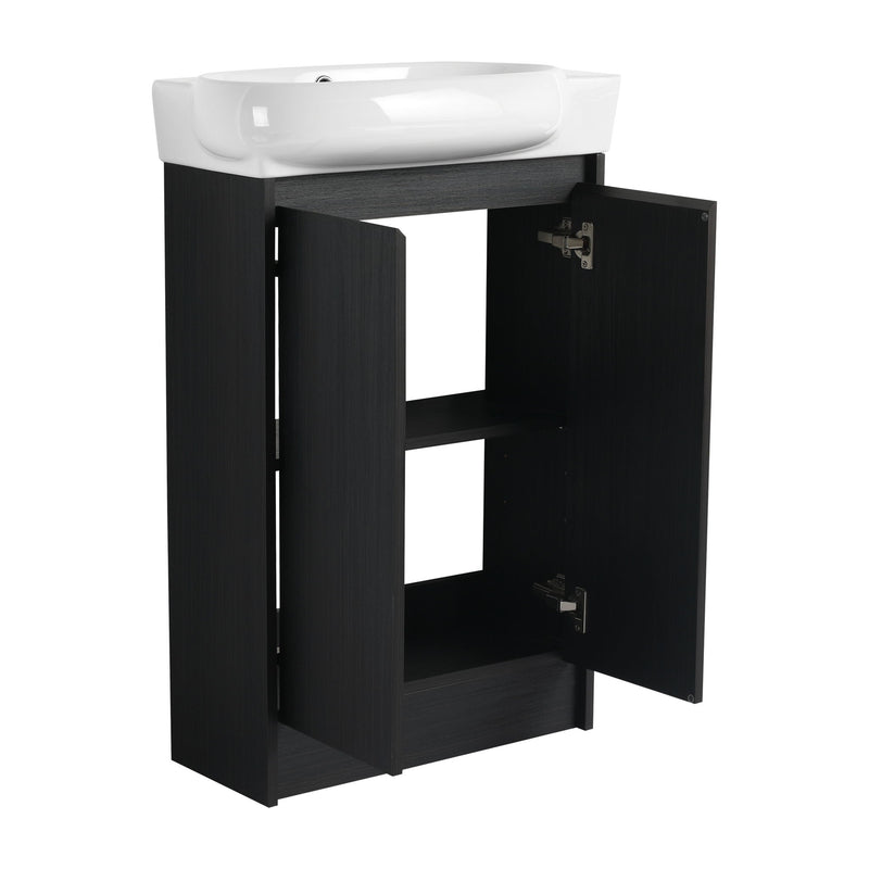 Freestanding Bathroom Vanity With Sink And Storage Rack, Soft Close Doors Base With Basin
