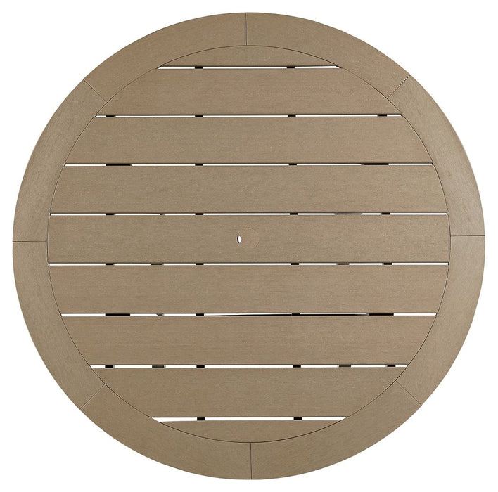 Fairen Trail - Round Bar Table w/Umb OPT - Black / Driftwood