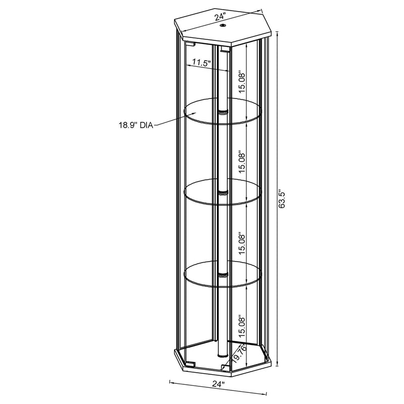 Tenley - 4 Shelf Curio Cabinet With Hexagonal Design