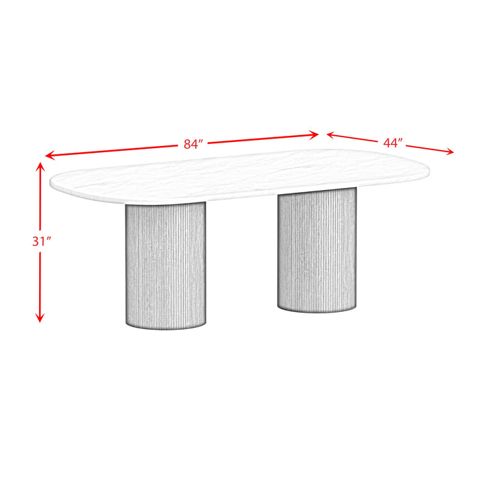 Sylvie Oval Dining Table with White Faux Marble Top