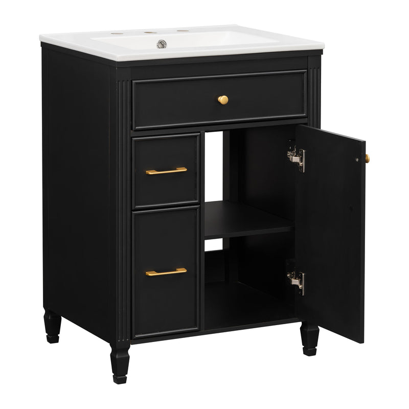 Freestanding Bathroom Vanity With Sink, Soft Close Door, Tip Out Drawer