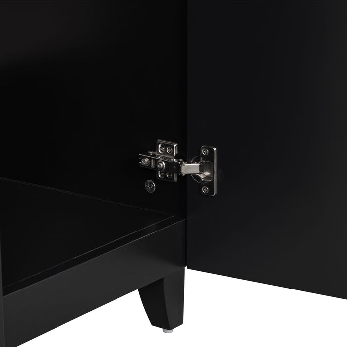Transitional Style Bathroom Vanity Cabinet With Ceramic Sink