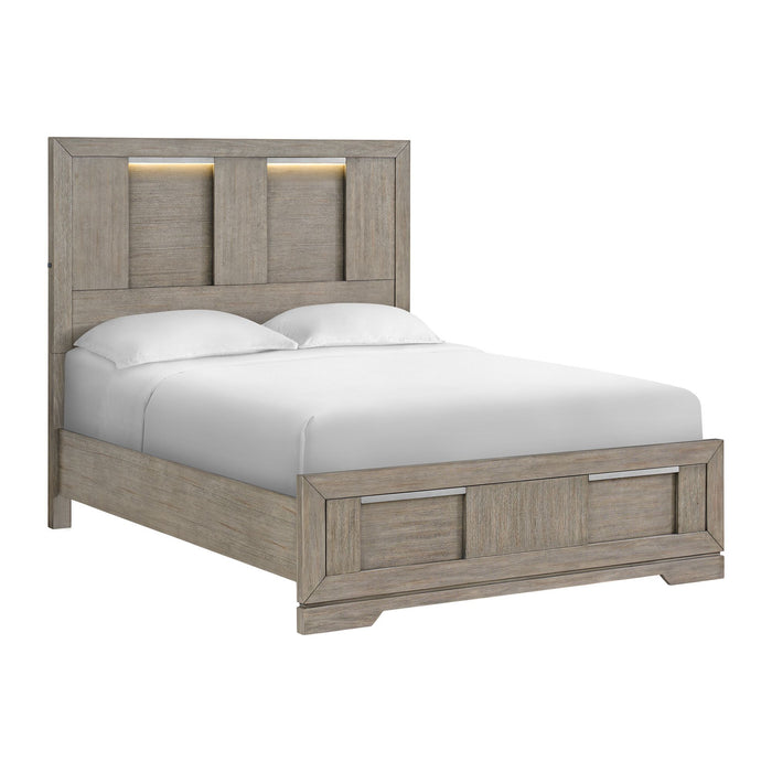 Kelis - 4 Piece Bedroom Set With Queen Panel Bed And LED - Gray