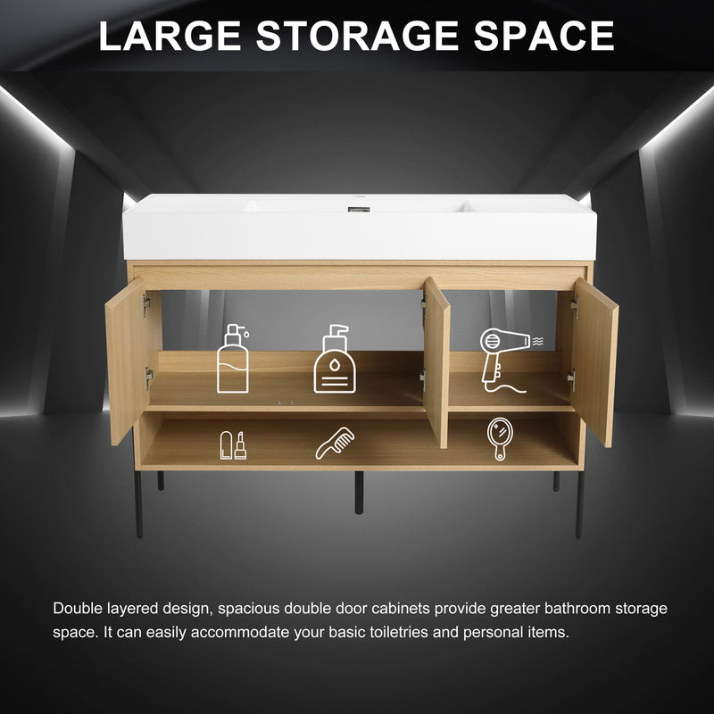 Modern Bathroom Vanity Combo With Single Resin Sink And Storage Cabinet