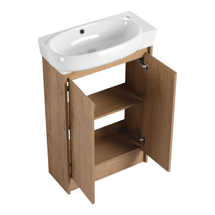 Freestanding Bathroom Vanity With Sink And Storage Rack, Soft Close Doors Base With Basin