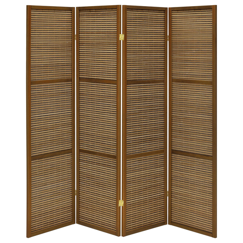Kenabi - 4 Panel Room Divider Folding Screen - Walnut