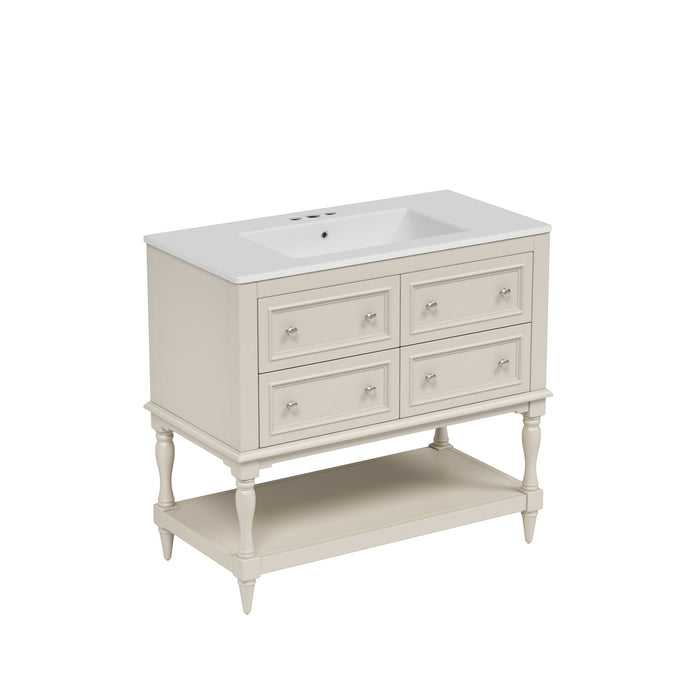 Bathroom Vanity With Medicine Cabinet, Storage Cabinet With 4 Drawers, Adjustable Shelf Mirror