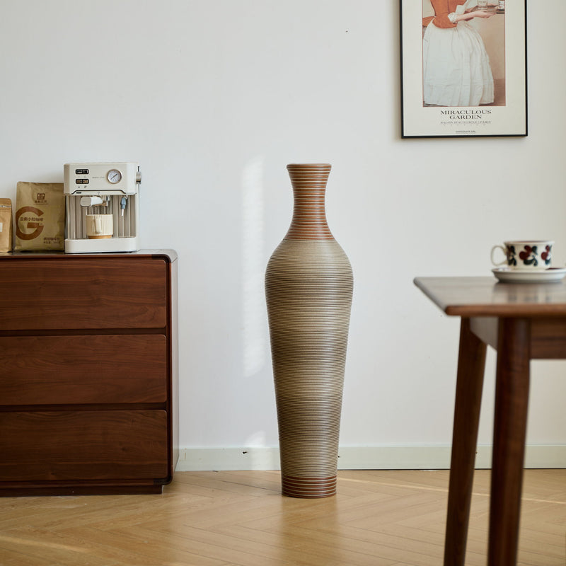 Tall Vase - Brown Decorative Floor Vase, Classic Neat Floor Vase Tall Freestanding Flower Holder, Artificial Rattan Vase, Floor Vase, Flower Holder For Home Decor - Gray
