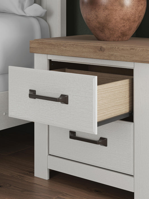 Savonport - Two Drawer Night Stand - White / Brown