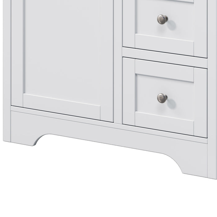 Double Sink Bathroom Vanity With Countertop, 2 Ceramic Sinks, 6 Drawers, Soft Close Design
