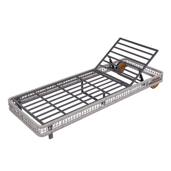 Outdoor Chaise Lounge With Wheels, 5 Position Adjustable Backrest