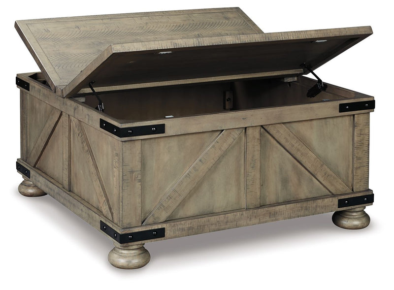 Aldwin - Cocktail Table With Storage - Square - Gray