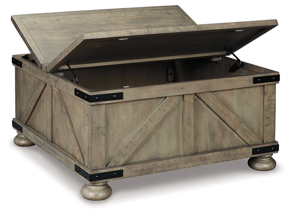 Aldwin - Cocktail Table With Storage - Square - Gray