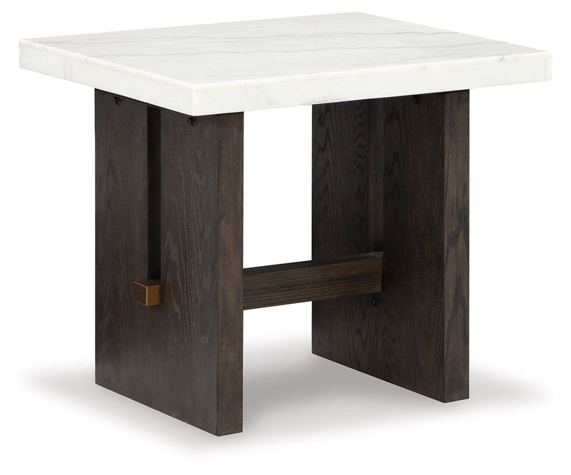 Burkhaus - Rectangular End Table - White / Dark Brown