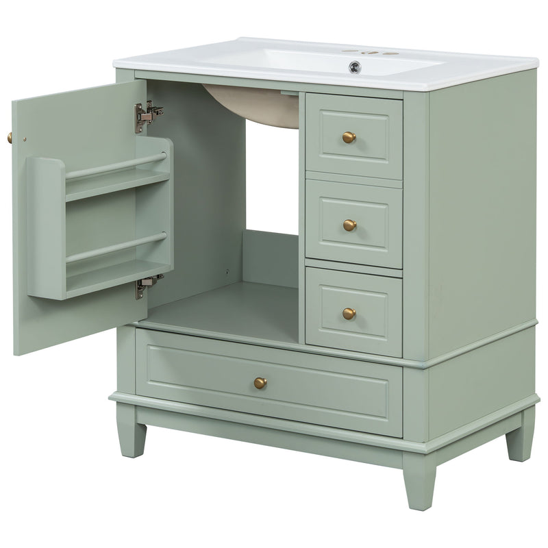 Freestanding Bathroom Vanity With Sink, Soft Close Door, 3 Drawers